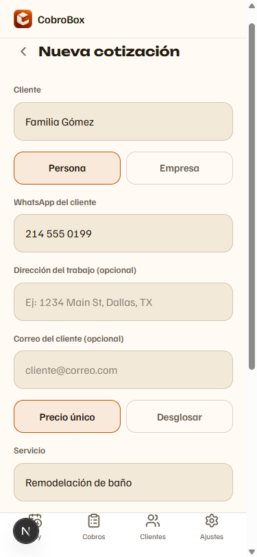 Cotiza en 30 segundos